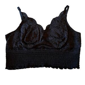 Torrid Womens Size 1 US 1X Longline Lace Bra Black Wirefree Adjustable Straps